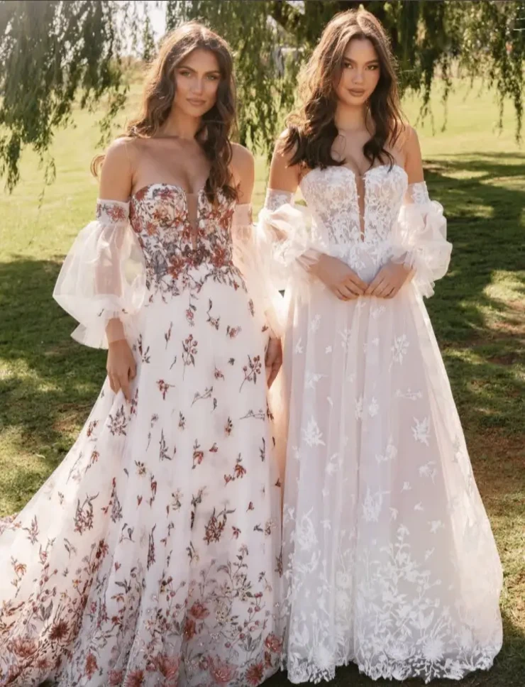 ivory tulle prom dress Ivory Bow Tie Shoulder Pearl Bows Tulle Long Wedding Dress Ivory / US 6 main image 0